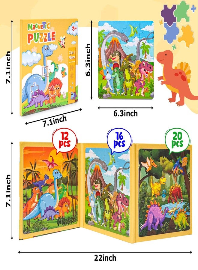 LovesTown Magnetic Puzzles Book for Toddlers, Educational Learning Toys, Dinosaur 48 Piece Travel Activity Set - Image 4